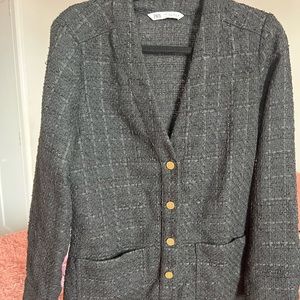 Zara Long Sleeve Dress with Gold Buttons